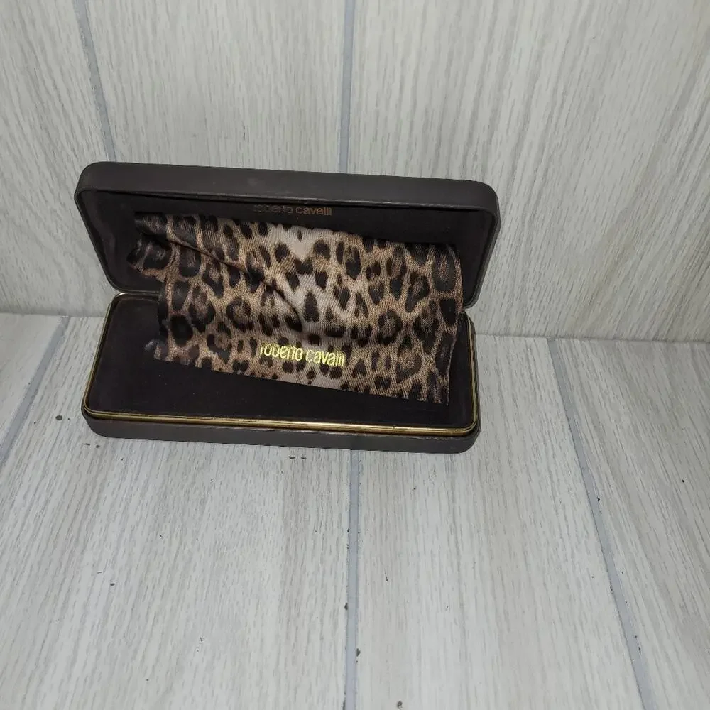 Roberto Cavalli Brown Unisex Eye Hard Glass Case And Towel